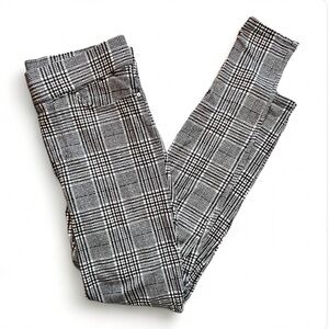 Seven7 Women Sz M Skinny Leg Pull On Ponte Pant Legging Black White Brown Plaid
